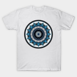 Mandala with African-inspired patterns Blue tint T-Shirt